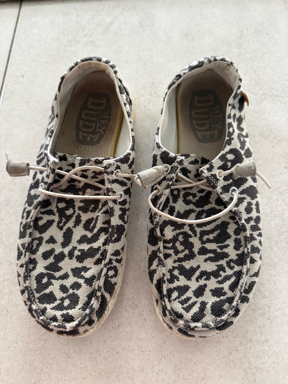 Hey Dude Women's Leopard-Print Slip-On Loafers in Black and Cream